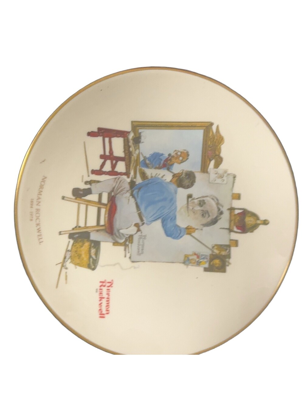 Gorham Triple Self Portrait Collector Plate Bone China American 1970s